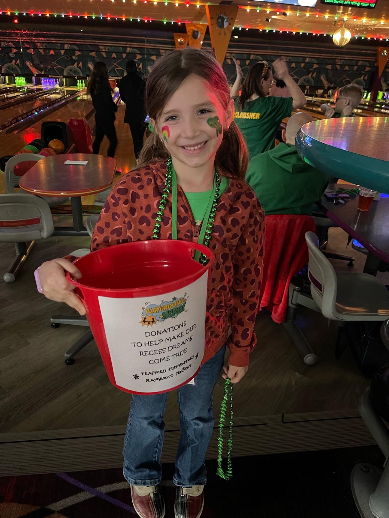 Daniella Martz collected cash donations for the playground